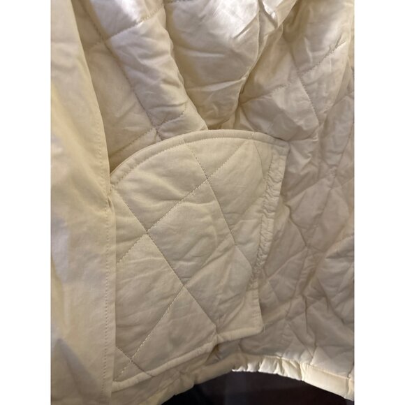 Self Contrast Quilted Cream Vest Open Front One Size Lightweight Cotton Blend Wo - Picture 4 of 5